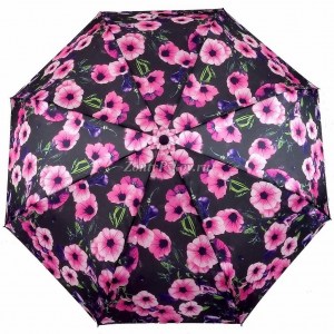 Черный зонт с цветами Zicco, автомат, арт.2240-3